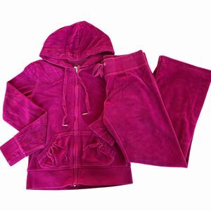 Express Brand Y2K Maroon Velour Track Suit Zip Hoodie Low Rise Bottoms Size Sm